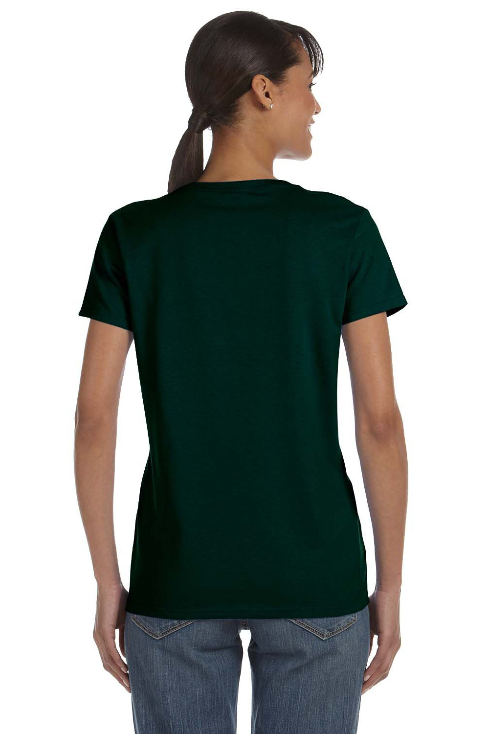 Gildan 5000L/G500L Womens Short Sleeve Crewneck T-Shirt Forest Green Model Back