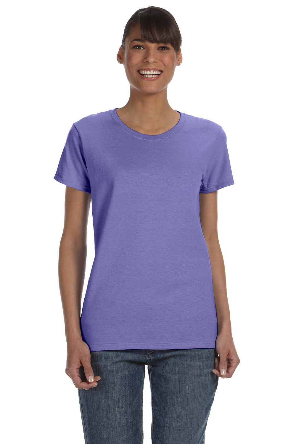 Gildan 5000L/G500L Womens Short Sleeve Crewneck T-Shirt Violet Purple Model Front