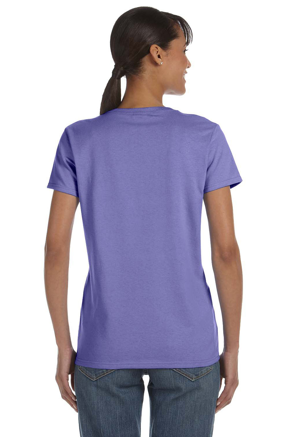 Gildan 5000L/G500L Womens Short Sleeve Crewneck T-Shirt Violet Purple Model Back