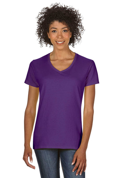 Gildan 5V00L/G500VL Womens Short Sleeve V-Neck T-Shirt Purple Model Front