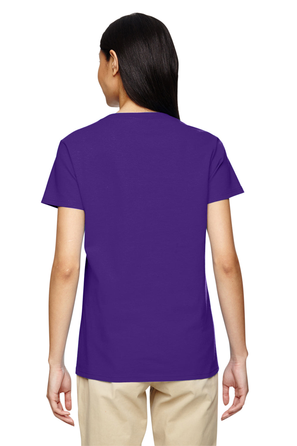 Gildan 5V00L/G500VL Womens Short Sleeve V-Neck T-Shirt Purple Model Back