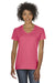 Gildan 5V00L/G500VL Womens Short Sleeve V-Neck T-Shirt Coral Silk Pink Model Front