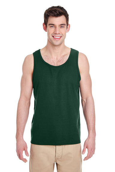 Gildan G5200/G520/5200 Mens Tank Top Forest Green Model Front