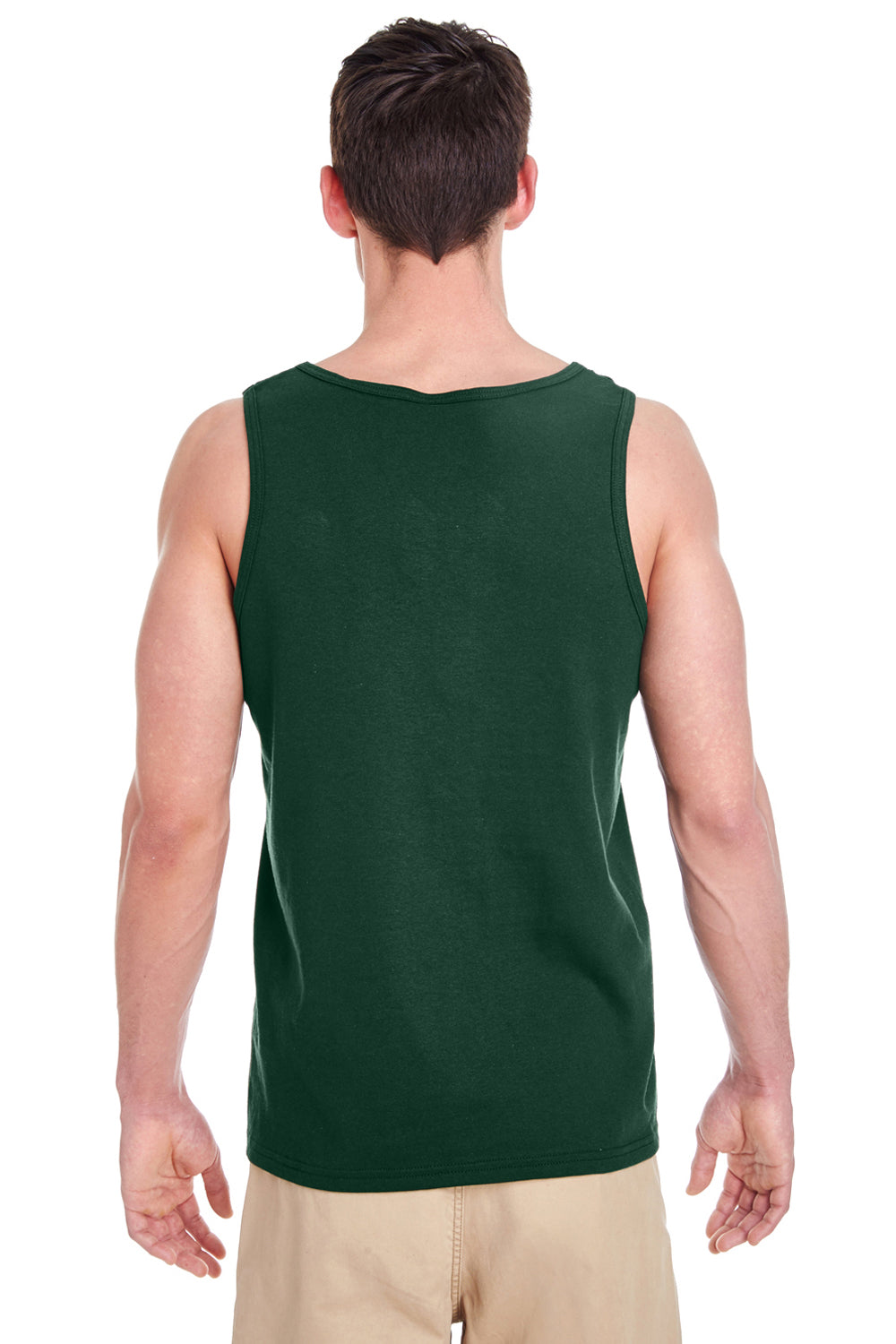 Gildan G5200/G520/5200 Mens Tank Top Forest Green Model Back