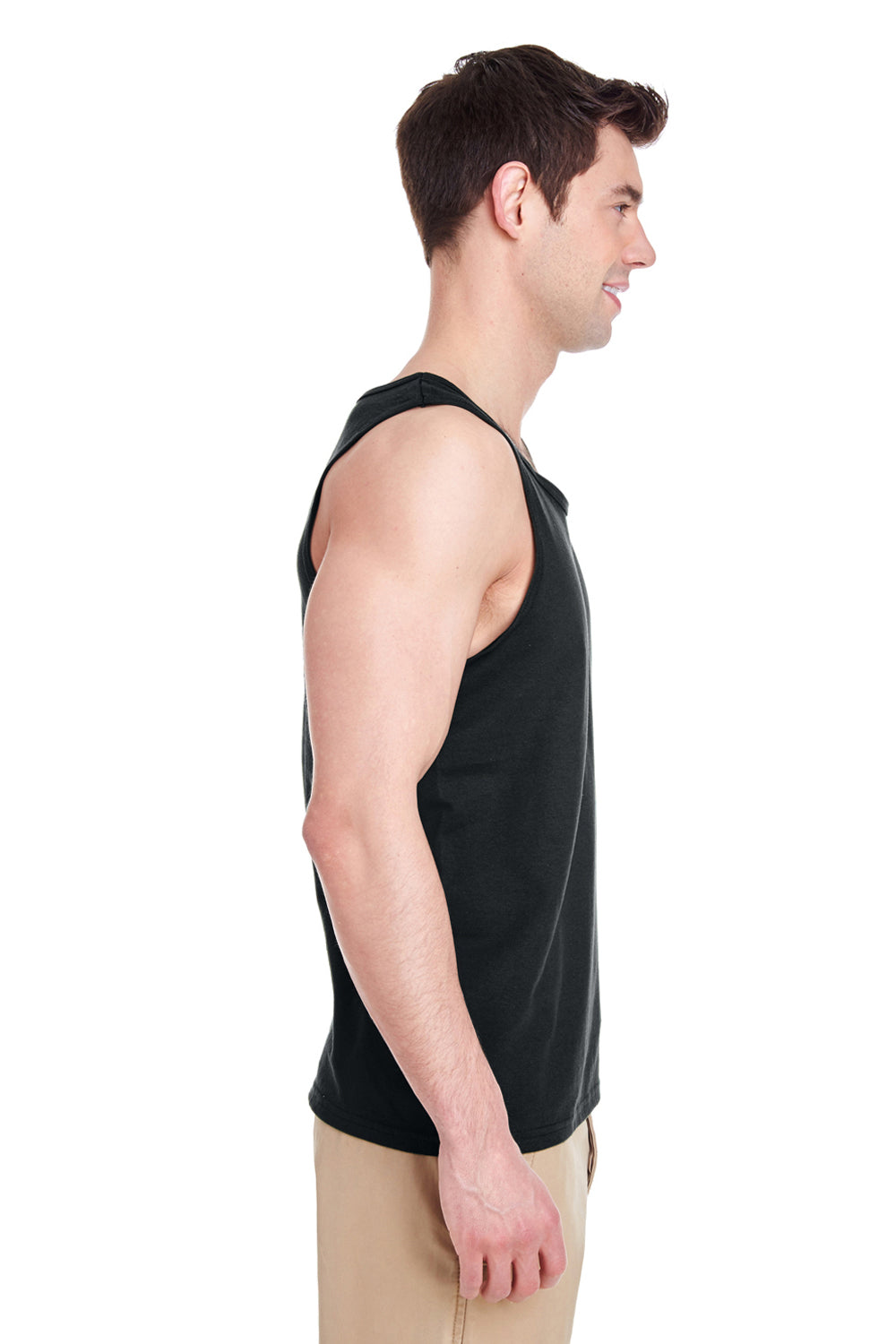 Gildan G5200/G520/5200 Mens Tank Top Black Model Side