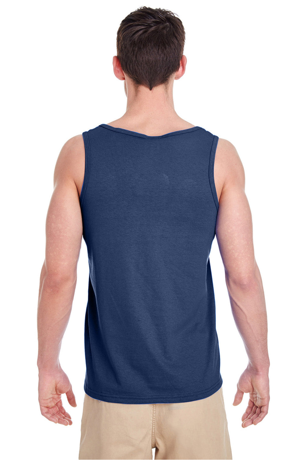 Gildan G5200/G520/5200 Mens Tank Top Navy Blue Model Back