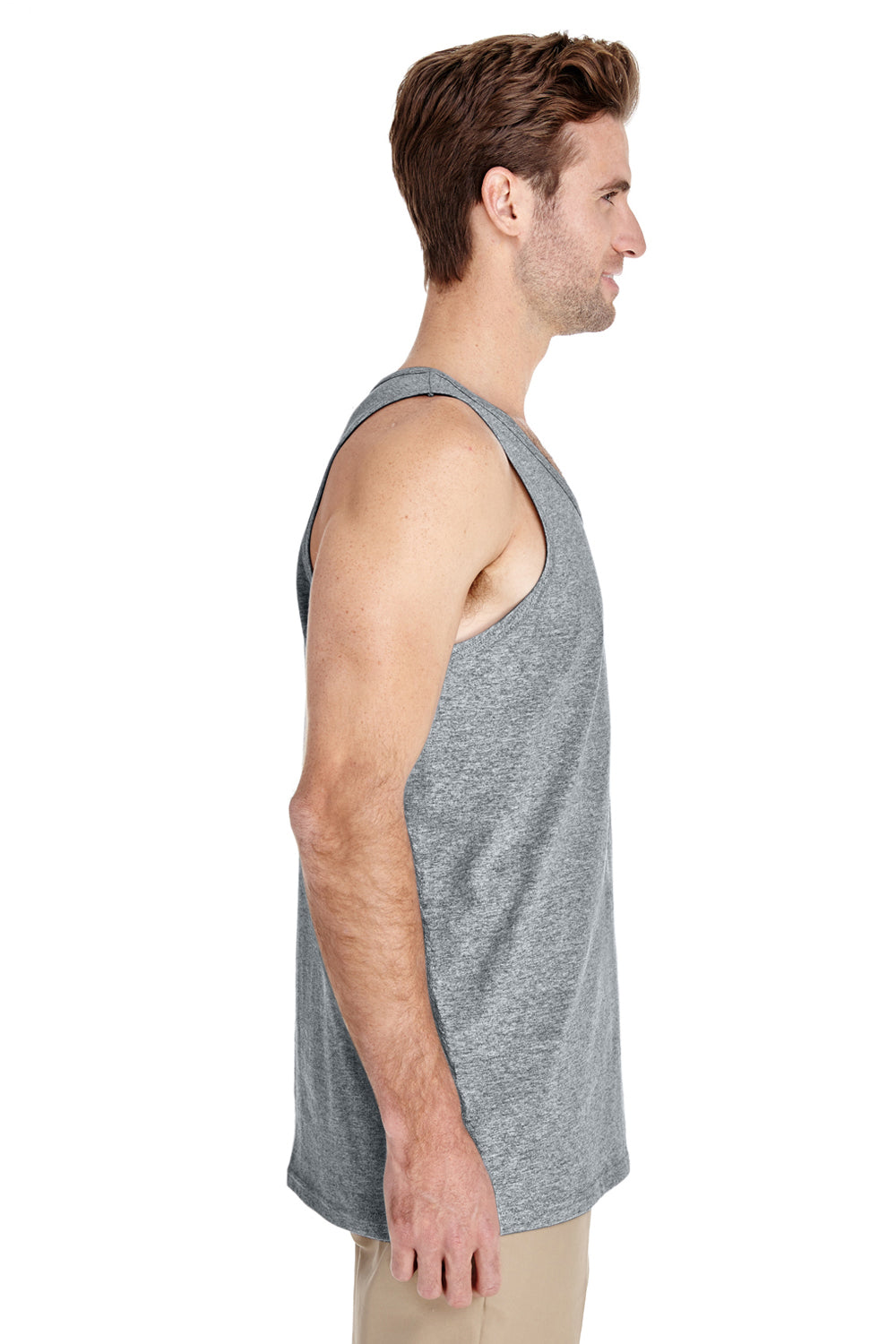 Gildan G5200/G520/5200 Mens Tank Top Sport Grey Model Side