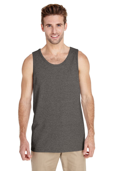 Gildan G5200/G520/5200 Mens Tank Top Heather Graphite Grey Model Front