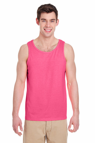 Gildan G5200/G520/5200 Mens Tank Top Safety Pink Model Front