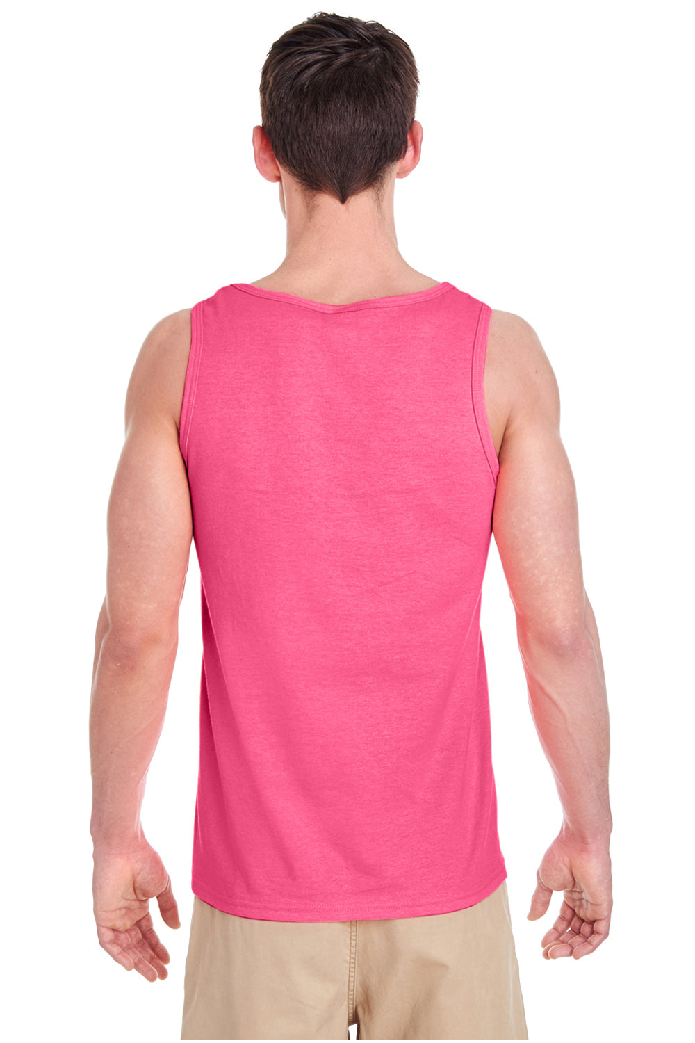 Gildan G5200/G520/5200 Mens Tank Top Safety Pink Model Back