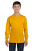 Gildan 5400B/G540B Youth Long Sleeve Crewneck T-Shirt Gold Model Front