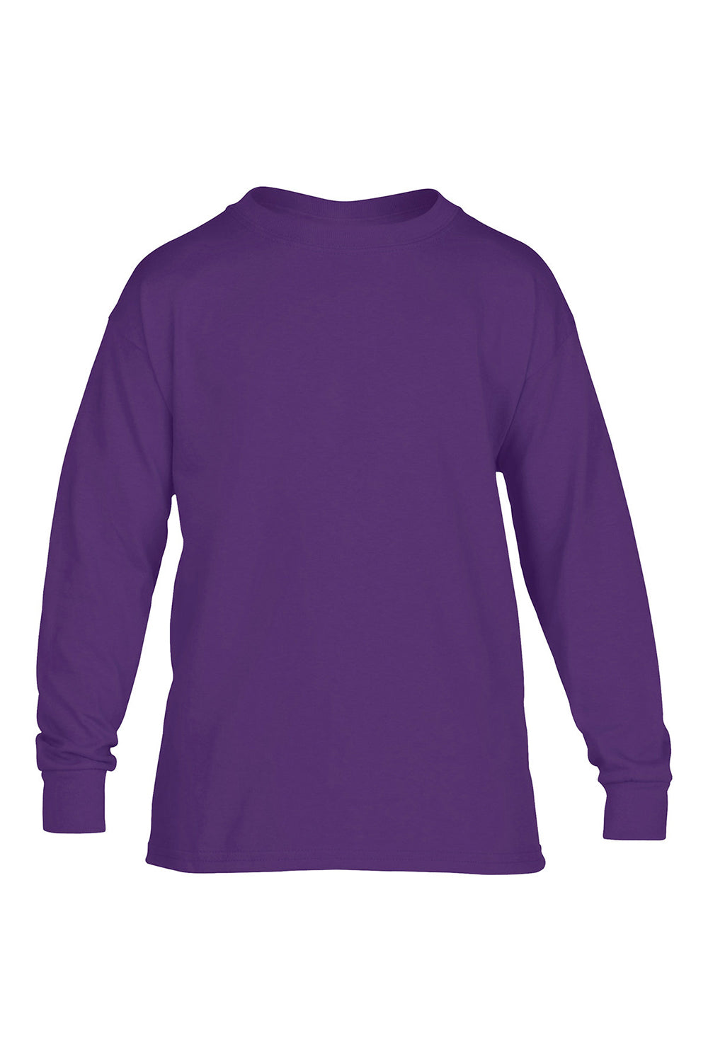 Gildan 5400B/G540B Youth Long Sleeve Crewneck T-Shirt Purple Flat Front