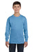 Gildan 5400B/G540B Youth Long Sleeve Crewneck T-Shirt Carolina Blue Model Front