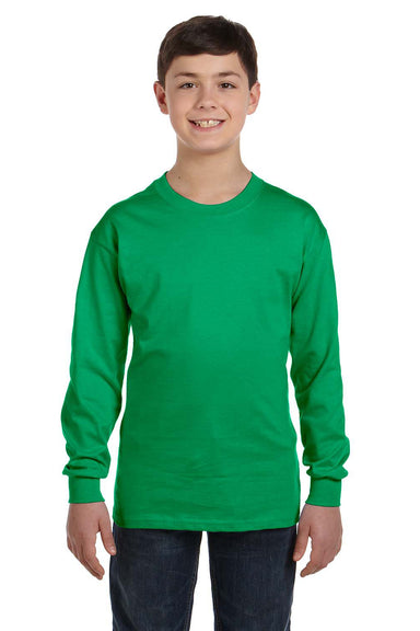 Gildan 5400B/G540B Youth Long Sleeve Crewneck T-Shirt Irish Green Model Front