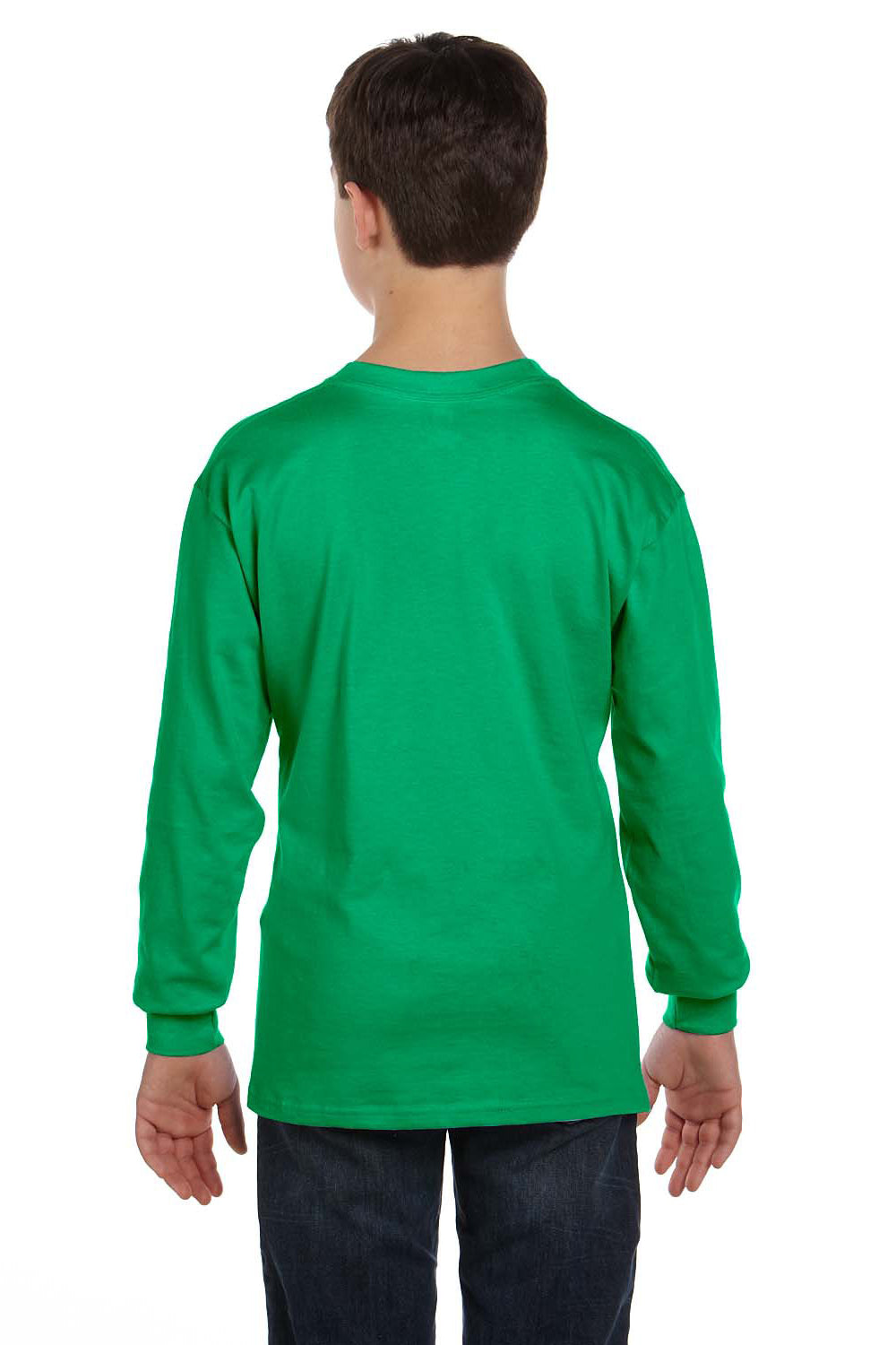 Gildan 5400B/G540B Youth Long Sleeve Crewneck T-Shirt Irish Green Model Back