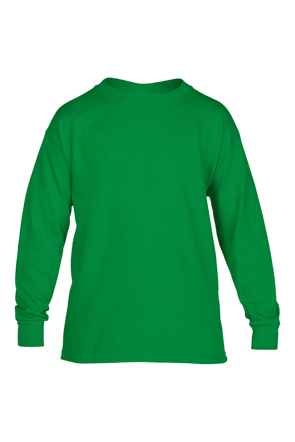 Gildan 5400B/G540B Youth Long Sleeve Crewneck T-Shirt Irish Green Flat Front