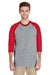 Gildan 5700/G570 Mens 3/4 Sleeve Crewneck T-Shirt Sport Grey/Red Model Front