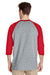 Gildan 5700/G570 Mens 3/4 Sleeve Crewneck T-Shirt Sport Grey/Red Model Back