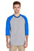 Gildan 5700/G570 Mens 3/4 Sleeve Crewneck T-Shirt Sport Grey/Royal Blue Model Front