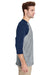 Gildan 5700/G570 Mens 3/4 Sleeve Crewneck T-Shirt Sport Grey/Navy Blue Model Side