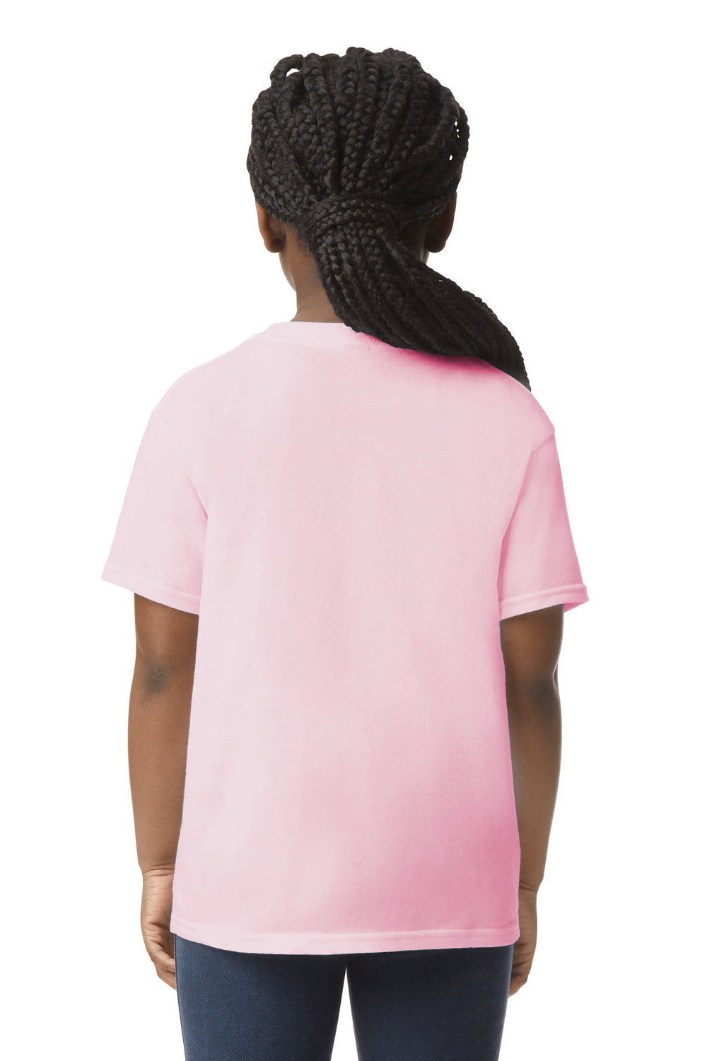 Gildan 64000B Youth Softstyle Short Sleeve Crewneck T-Shirt Light Pink Model Back