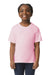 Gildan 64000B Youth Softstyle Short Sleeve Crewneck T-Shirt Light Pink Model Front