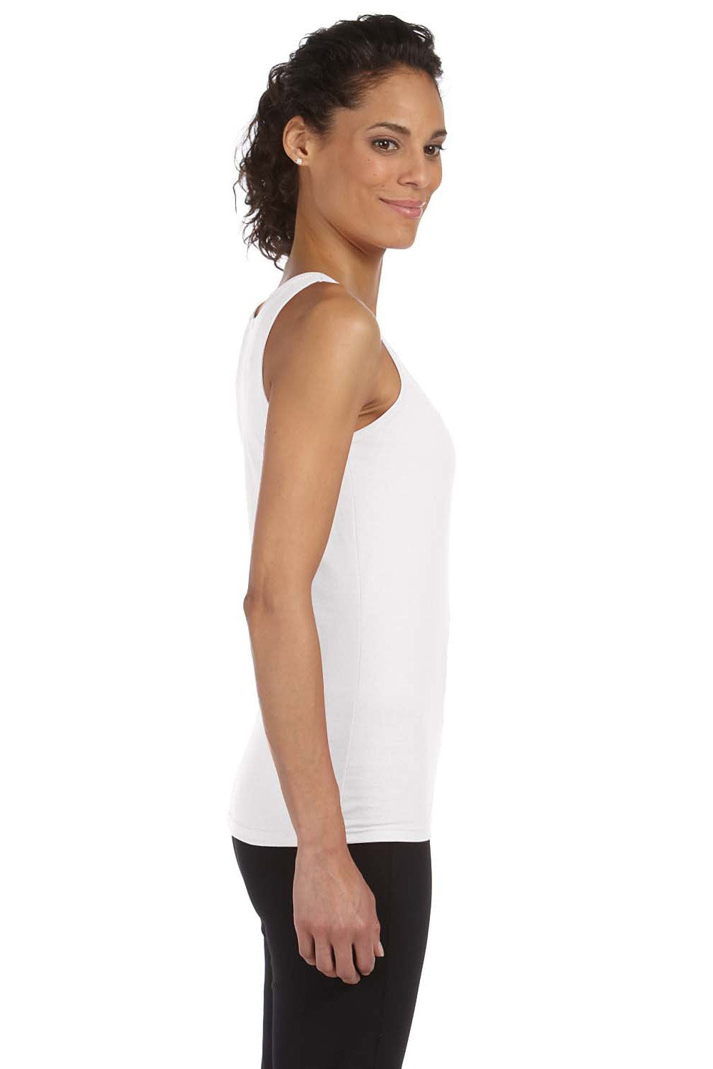 Gildan G642L Womens Softstyle Tank Top White Model Side