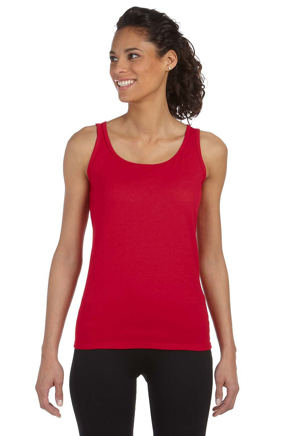 Gildan G642L Womens Softstyle Tank Top Cherry Red Model Front