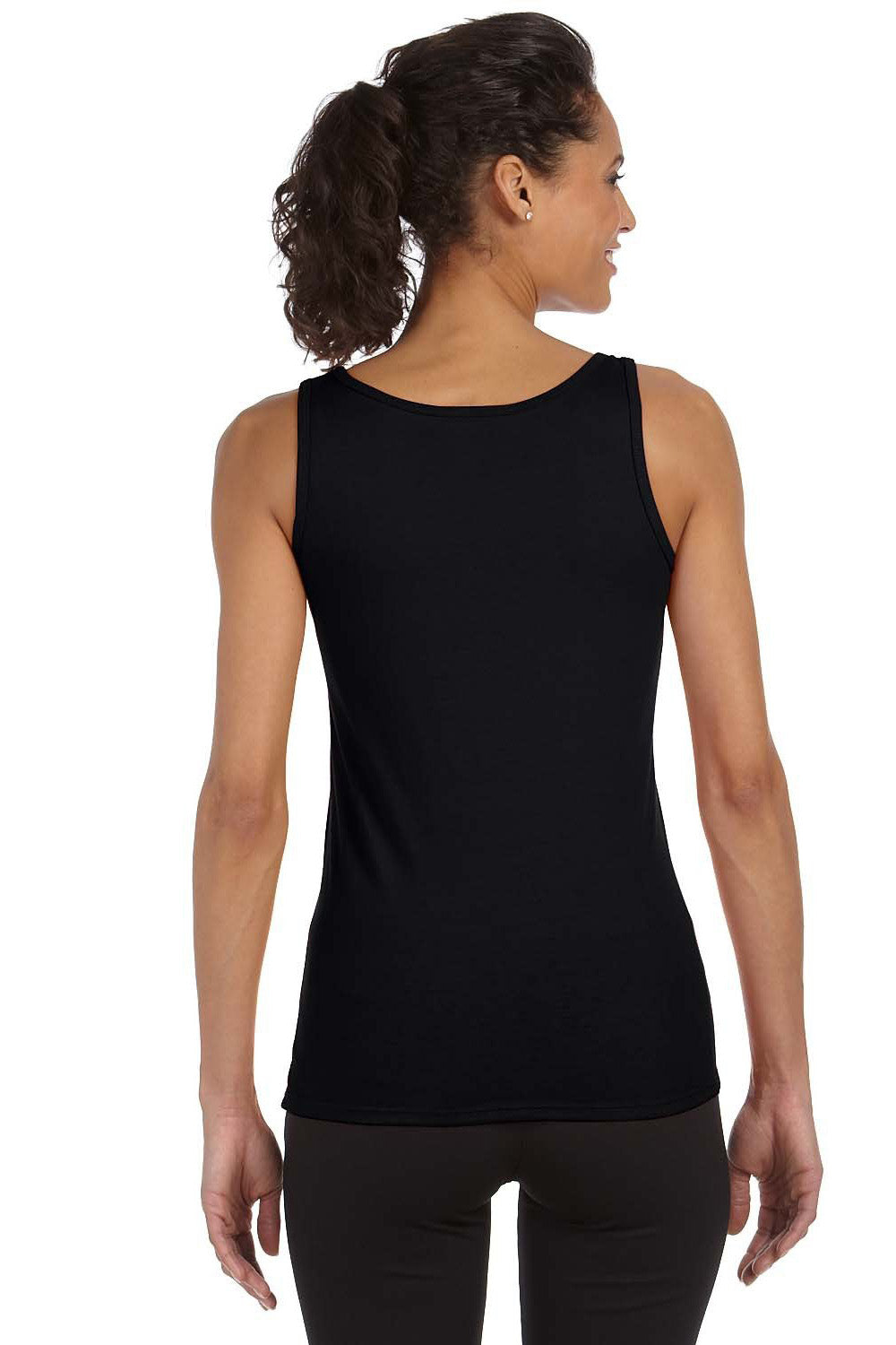 Gildan G642L Womens Softstyle Tank Top Black Model Back