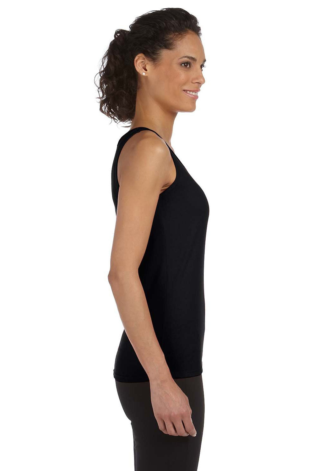 Gildan G642L Womens Softstyle Tank Top Black Model Side