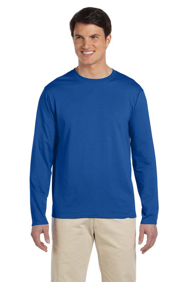 Gildan 64400/G644 Mens Softstyle Long Sleeve Crewneck T-Shirt Royal Blue Model Front