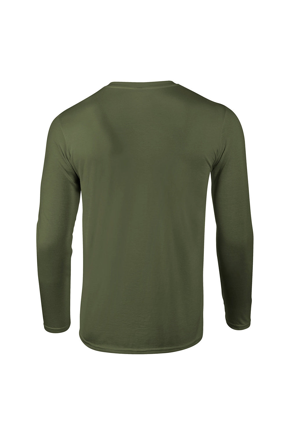 Gildan 64400/G644 Mens Softstyle Long Sleeve Crewneck T-Shirt Military Green Flat Back