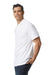 Gildan G648 Mens SoftStyle Double Pique Short Sleeve Polo Shirt White Model Side