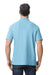 Gildan G648 Mens SoftStyle Double Pique Short Sleeve Polo Shirt Light Blue Model Back