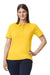 Gildan G648L Womens SoftStyle Double Pique Short Sleeve Polo Shirt Daisy Yellow Model Front