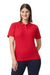 Gildan G648L Womens SoftStyle Double Pique Short Sleeve Polo Shirt Red Model Front