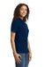 Gildan G648L Womens SoftStyle Double Pique Short Sleeve Polo Shirt Navy Blue Model Side