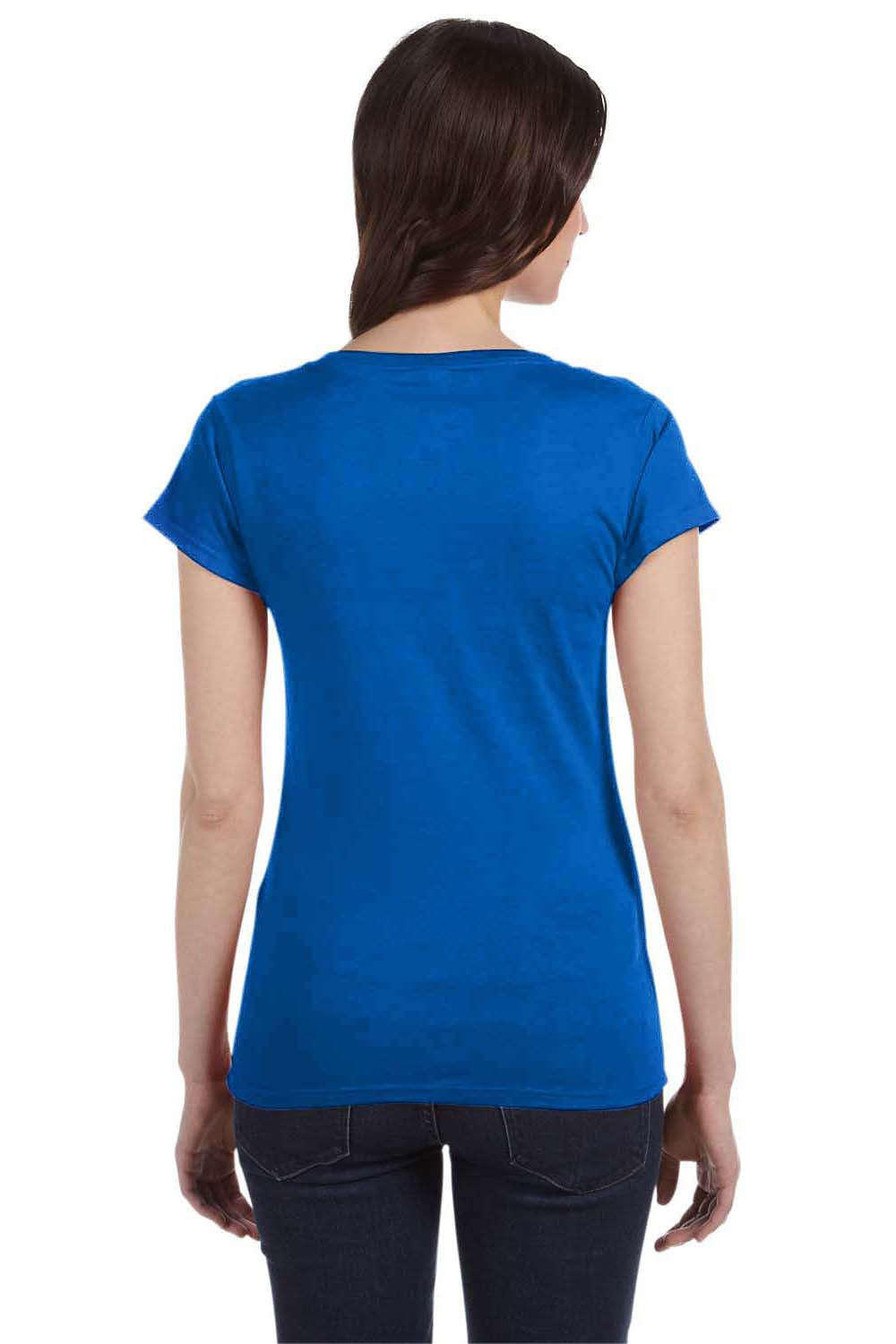 Gildan 64V00L/G64VL Womens Softstyle Short Sleeve V-Neck T-Shirt Royal Blue Model Back