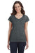 Gildan 64V00L/G64VL Womens Softstyle Short Sleeve V-Neck T-Shirt Heather Dark Grey Model Front