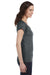 Gildan 64V00L/G64VL Womens Softstyle Short Sleeve V-Neck T-Shirt Heather Dark Grey Model Side