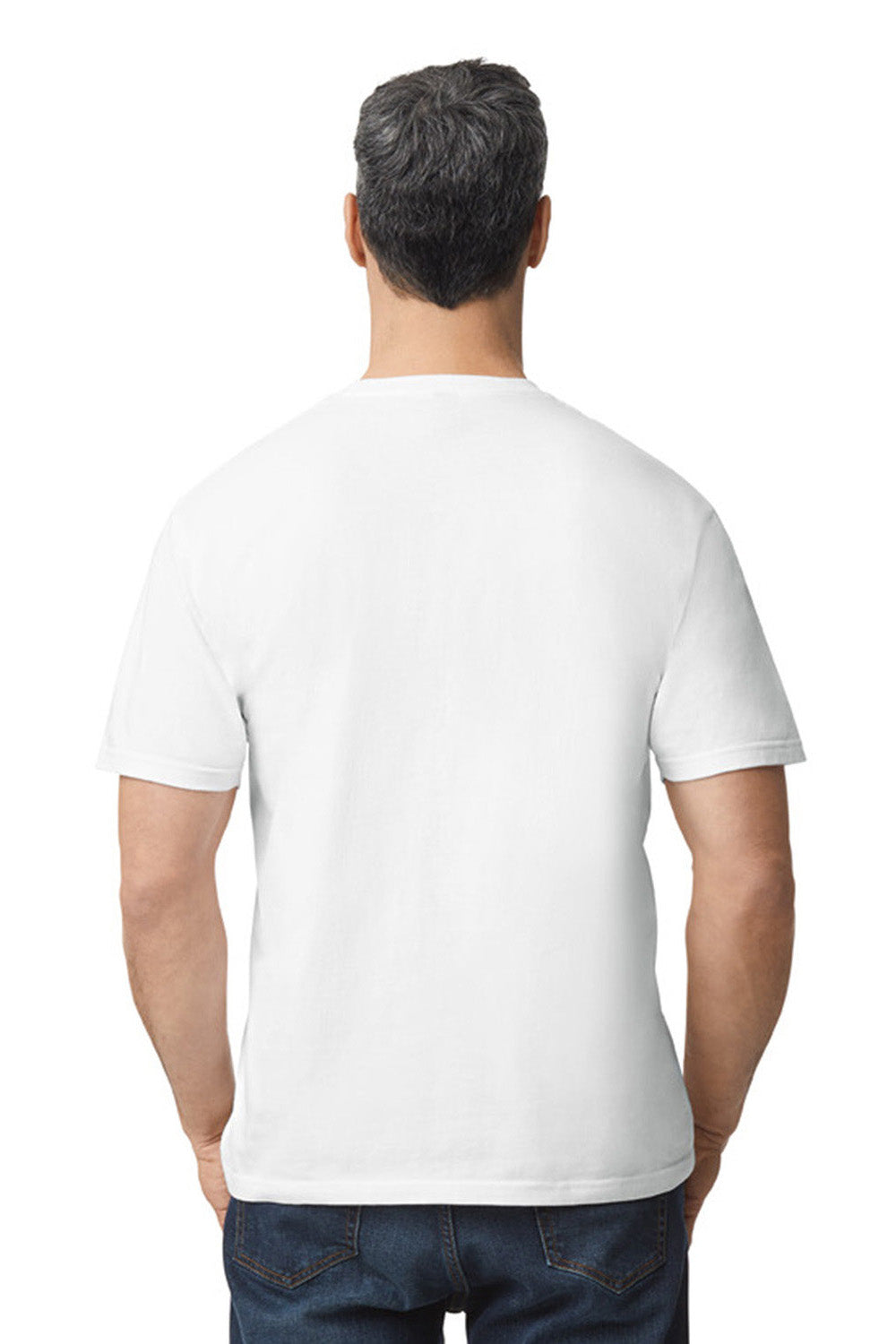 Gildan G650 Mens Softstyle Short Sleeve Crewneck T-Shirt White Model Back