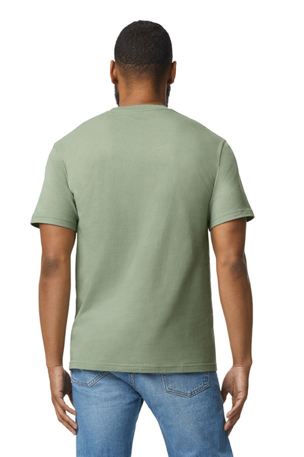 Gildan G650 Mens Softstyle Short Sleeve Crewneck T-Shirt Sage Green Model Back