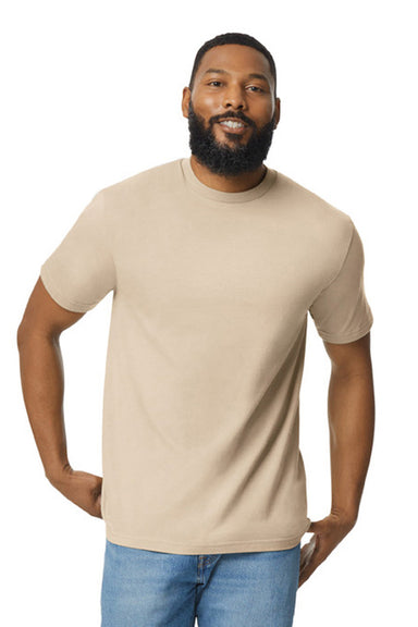 Gildan G650 Mens Softstyle Short Sleeve Crewneck T-Shirt Sand Model Front