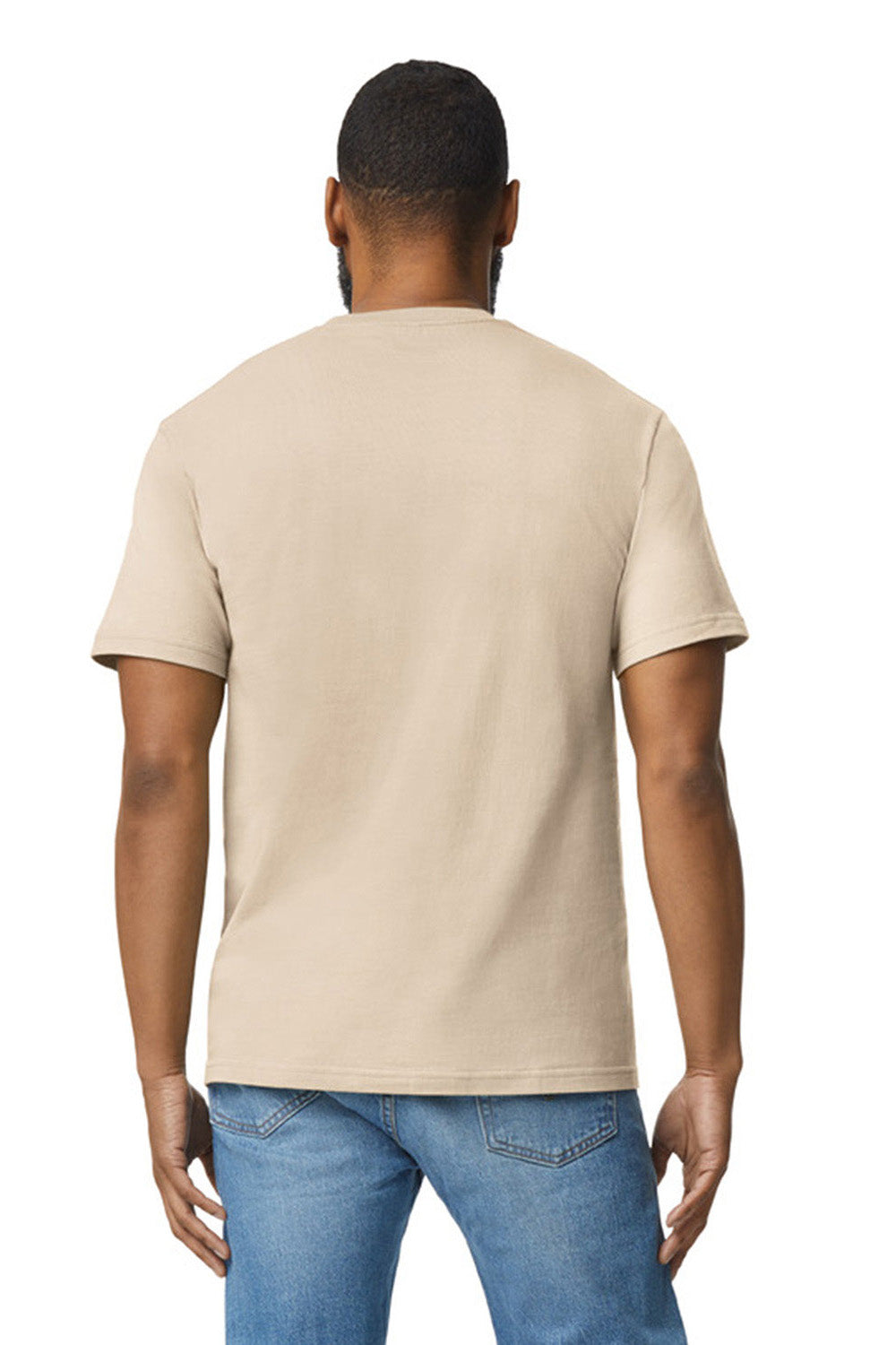 Gildan G650 Mens Softstyle Short Sleeve Crewneck T-Shirt Sand Model Back