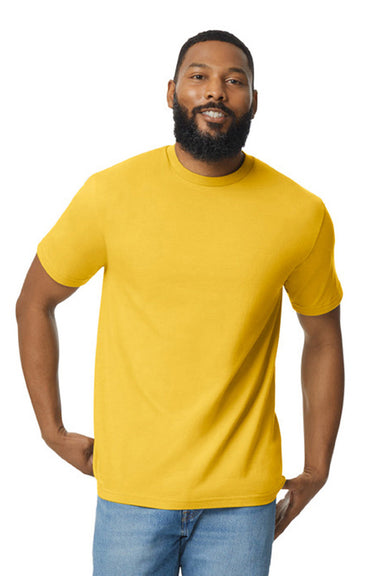 Gildan G650 Mens Softstyle Short Sleeve Crewneck T-Shirt Daisy Yellow Model Front