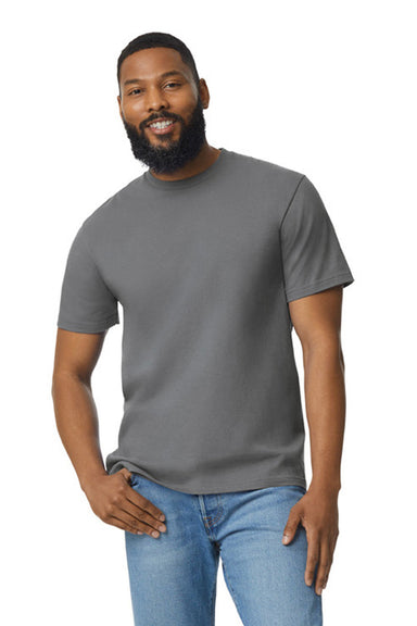 Gildan G650 Mens Softstyle Short Sleeve Crewneck T-Shirt Heather Graphite Grey Model Front