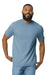 Gildan G650 Mens Softstyle Short Sleeve Crewneck T-Shirt Stone Blue Model Front