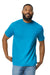 Gildan G650 Mens Softstyle Short Sleeve Crewneck T-Shirt Sapphire Blue Model Front