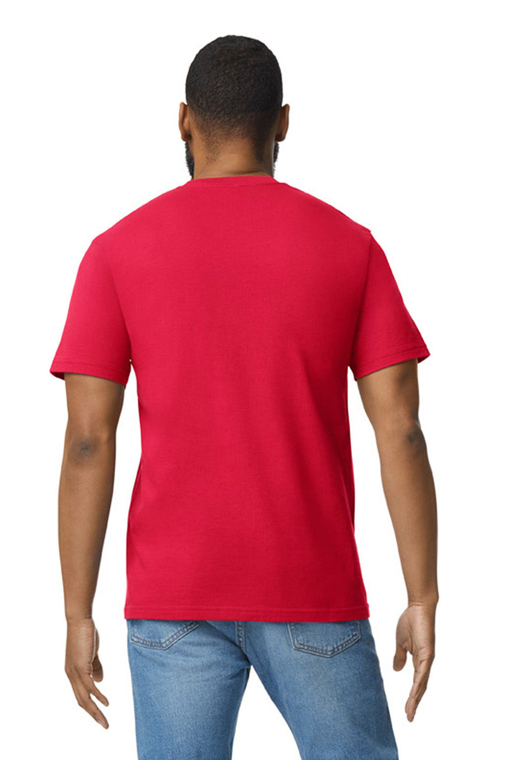 Gildan G650 Mens Softstyle Short Sleeve Crewneck T-Shirt Red Model Back