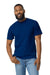 Gildan G650 Mens Softstyle Short Sleeve Crewneck T-Shirt Navy Blue Model Front